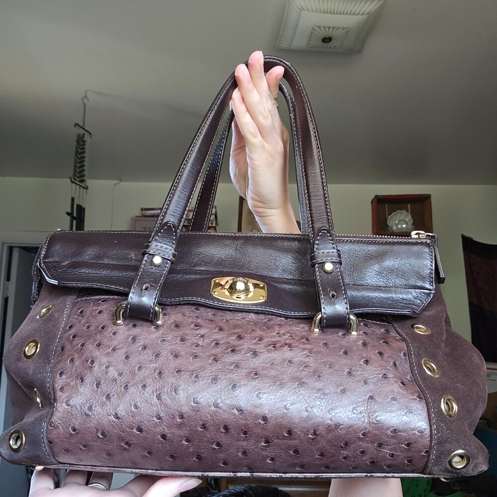 RARE FURLA Ostrich and Suede Bag and Wallet - Picture 9 of 17